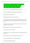 Final Exam -Ophthalmic Technician Test Questions and All Correct Answers 2025-2026 Updated&period;