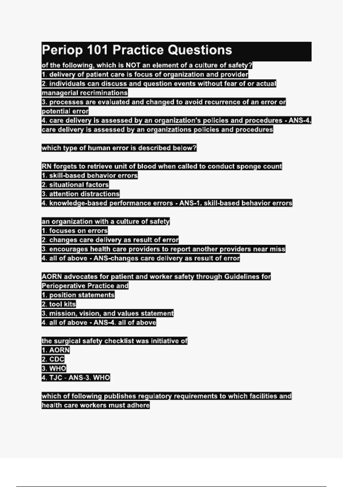 Periop 101 Practice Questions [2025/2026] (Exam-Style Questions ...