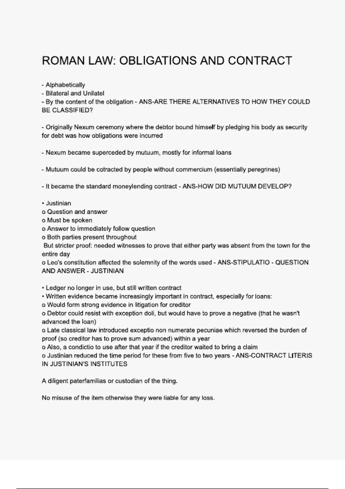 (2025 Updated) Roman Law – Obligations & Contract | Complete Notes ...