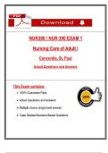 NUR 390 Exam 1 &ndash; Nursing Care of Adult I &lpar;Concordia University St&period; Paul 2026&rpar; &ndash; Actual Questions and Answers &ndash; 100&percnt; Guarantee Pass