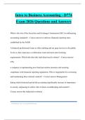 Intro to Business Accounting - D774 Exam 2026 Questions and Answers