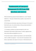 Fundamentals of Emergency Management IS-230 Exam 2026 Questions and Answers