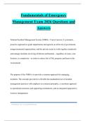 Fundamentals of Emergency Management Exam 2026 Questions and Answers