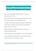 Emergency Management Final Exam Review 2026 Questions and Answers