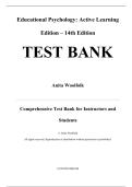 Educational Psychology Active Learning Edition 14th Edition by Anita Woolfolk Test Bank&comma; Questions and Answers &lpar;All Chapters&rpar;