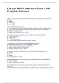 Life and Health Insurance Exam 1 with Complete Solutions