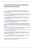 Life and Health Insurance Final Exam Questions and Answers