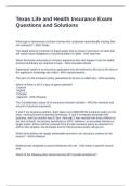Texas Life and Health Insurance Exam Questions and Solutions