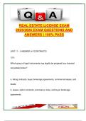 Real Estate License Exam &vert; 130 Practice Questions with Verified Answers &vert; Topics&colon; Property Types&comma; Contracts&comma; Deeds&comma; Finance&comma; Law &vert; Business & Real Estate