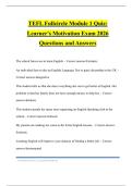 TEFL Fullcircle Module 1 Quiz&colon; Learner's Motivation Exam 2026 Questions and Answers