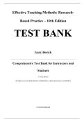 Effective Teaching Methods Research-Based Practice 10th Edition By Gary Borich Test Bank&comma; Questions and Answers &lpar;All Chapters&rpar;