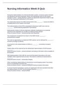 Nursing Informatics Week 8 Quiz Questions and Answers