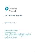 Pearson Edexcel a level Persian &vert;final mark scheme&vert; 2025&vert; 9PN0&sol;01