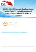BSN 225 HESI RN Specialty Fundamentals of Nursing Exam V1 | Actual Questions and Answers Latest Updated 2025/2026 (Graded A+) - Nightingale
