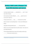 Hardee's Shift Leader &lpar;Manager&rpar; Test Exam 2026 Questions and Answers