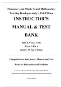 Test Bank &mdash; Elementary and Middle School Mathematics&colon; Teaching Developmentally&comma; 11th Edition &mdash; John A&period; Van de Walle&comma; Karen S&period; Karp&comma; Jennifer M&period; Bay-Williams &mdash; ISBN 9780136818038
