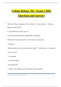 College Biology 101 - Exam 1 2026 Questions and Answers