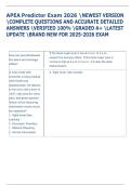 APEA Predictor Exam 2026 NEWEST VERSION  COMPLETE QUESTIONS AND ACCURATE DETAILED  ANSWERS VERIFIED 100&percnt; GRADED A&plus; LATEST  UPDATE BRAND NEW FOR 2025-2026 EXAM 