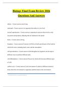 Biology Final Exam Review 2026 Questions And Answers