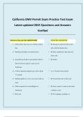 California DMV Permit Exam Practice Test Exam Latest updated 2025 Questions and Answers Verified 