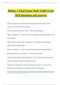 Biology 1 Final Exam Study Guide Exam 2026 Questions and Answers