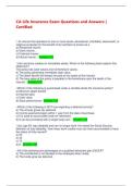 CA Life Insurance Exam Questions and Answers &vert; Certified  