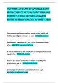 TSA WRITTEN EXAM STUDYGUIDE EXAM WITH CORRECT ACTUAL QUESTIONS AND CORRECTLY WELL DEFINED ANSWERS LATEST ALREADY GRADED A&plus; 2025 &ndash; 2026