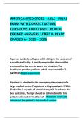 AMERICAN RED CROSS &ndash; ACLS &ndash; FINAL EXAM WITH CORRECT ACTUAL QUESTIONS AND CORRECTLY WELL DEFINED ANSWERS LATEST ALREADY GRADED A&plus; 2025 &ndash; 2026