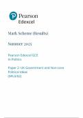 2025 Pearson Edexcel A Level Politics Mark Scheme Paper 2 &lpar;9PLO&sol;02&colon; UK Government and Non-core Political Ideas&rpar;