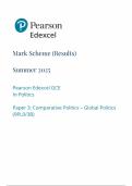 2025 Pearson Edexcel A Level Politics Mark Scheme Paper 3 &lpar;9PL0&sol;3B&colon; Comparative Politics - Global Politics&rpar;