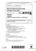 2025 Pearson Edexcel A Level Politics Paper 3 &lpar;9PL0&sol;3B&colon; Comparative Politics - Global Politics&rpar;