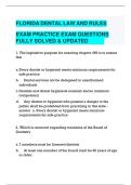 FLORIDA DENTAL LAW AND RULES EXAM PRACTICE EXAM QUESTIONS FULLY SOLVED & UPDATED