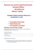 Business Law and the Legal Environment&comma; Standard Edition 9th Edition by Jeffrey F&period; Beatty