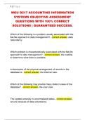 WGU D217 ACCOUNTING INFORMATION  SYSTEMS OBJECTIVE ASSESSMENT  QUESTIONS WITH 100&percnt; CORRECT  SOLUTIONS &vert; GUARANTEED SUCCESS&period;