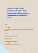 Biology 103 FINAL EXAM &vert; Complete Study Guide &vert; Actual Exam Questions & Correct Answers &lpar;Verified Detailed Answers&rpar; A&plus; Grade&period;         