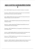 AQA A LEVEL GEOGRAPHY PAPER 2&period; LATEST UPDATED VERSION 2025