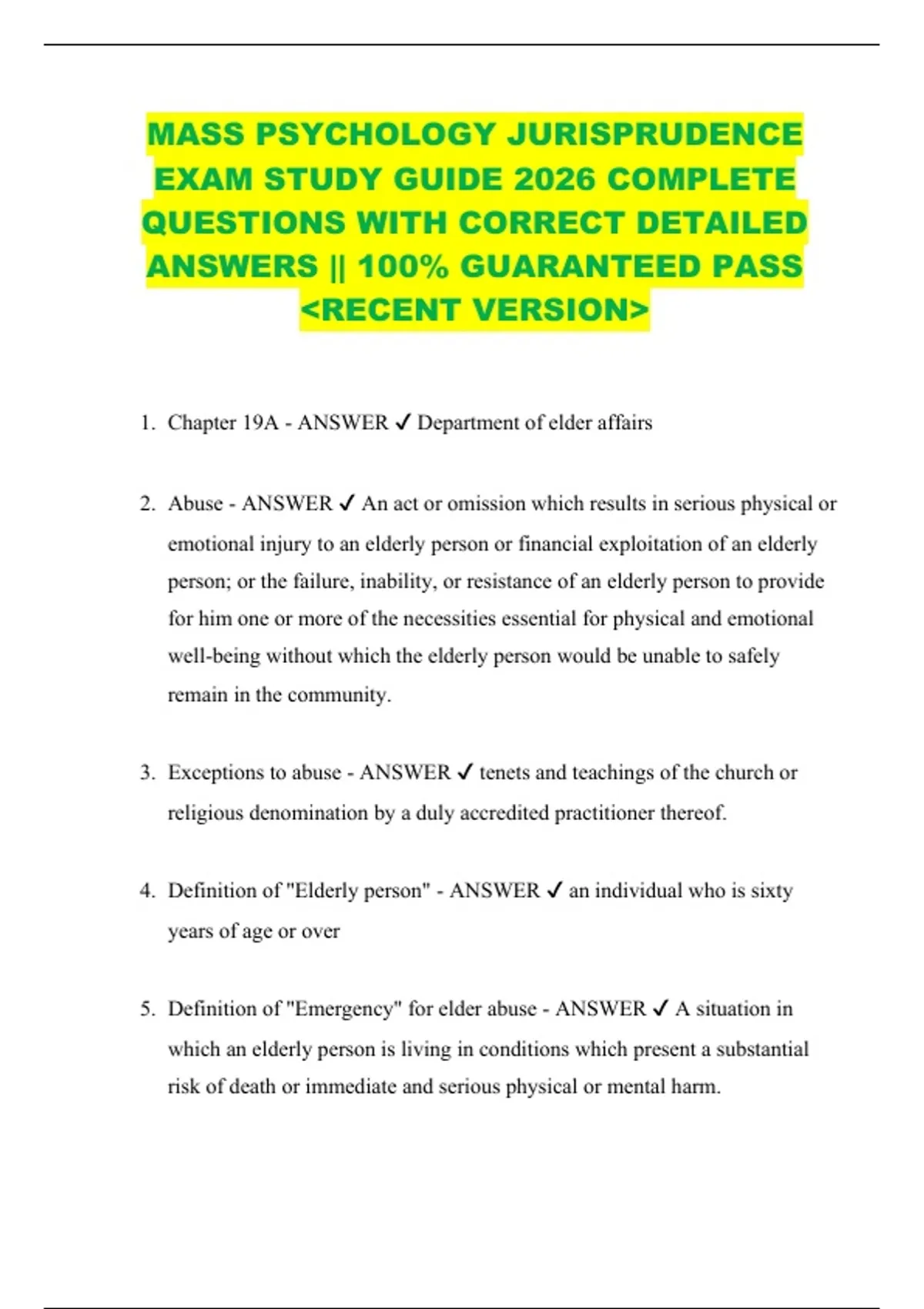 MASS PSYCHOLOGY JURISPRUDENCE EXAM STUDY GUIDE 2026 COMPLETE QUESTIONS ...