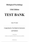 Complete Test Bank &mdash; Biological Psychology&comma; 13th Edition &mdash; James W&period; Kalat&comma; 2018 &mdash; ISBN 9781337408202 &mdash; All Chapters Covered &lpar;Latest Update&rpar;