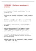 NURS 3365 &ndash; Final exam questions with answers