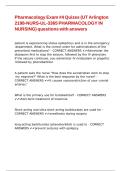Pharmacology Exam -4 Quizes &lpar;UT Arlington 2198-NURS-UL-3365 PHARMACOLOGY IN NURSING&rpar; questions with answers