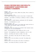 EXAM 4 REVIEW NSG 3160 HEALTH ASSESSMENT QUESTIONS AND CORRECT ANSWERS