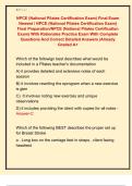 NPCE &lpar;National Pilates Certification Exam&rpar; Final Exam  Newest &sol; NPCE &lpar;National Pilates Certification Exam&rpar;  Final Preparation&sol;NPCE &lpar;National Pilates Certification  Exam&rpar; With Rationales Practice Exam With Complete  Questions And Correct Detailed Answers &vert;