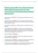 North Carolina DMV&comma; Prep Material Newest  2025&sol;2026 Complete Questions And  Correct Answers &lpar;Verified Answers&rpar;&vert;Brand  New Version&excl; 