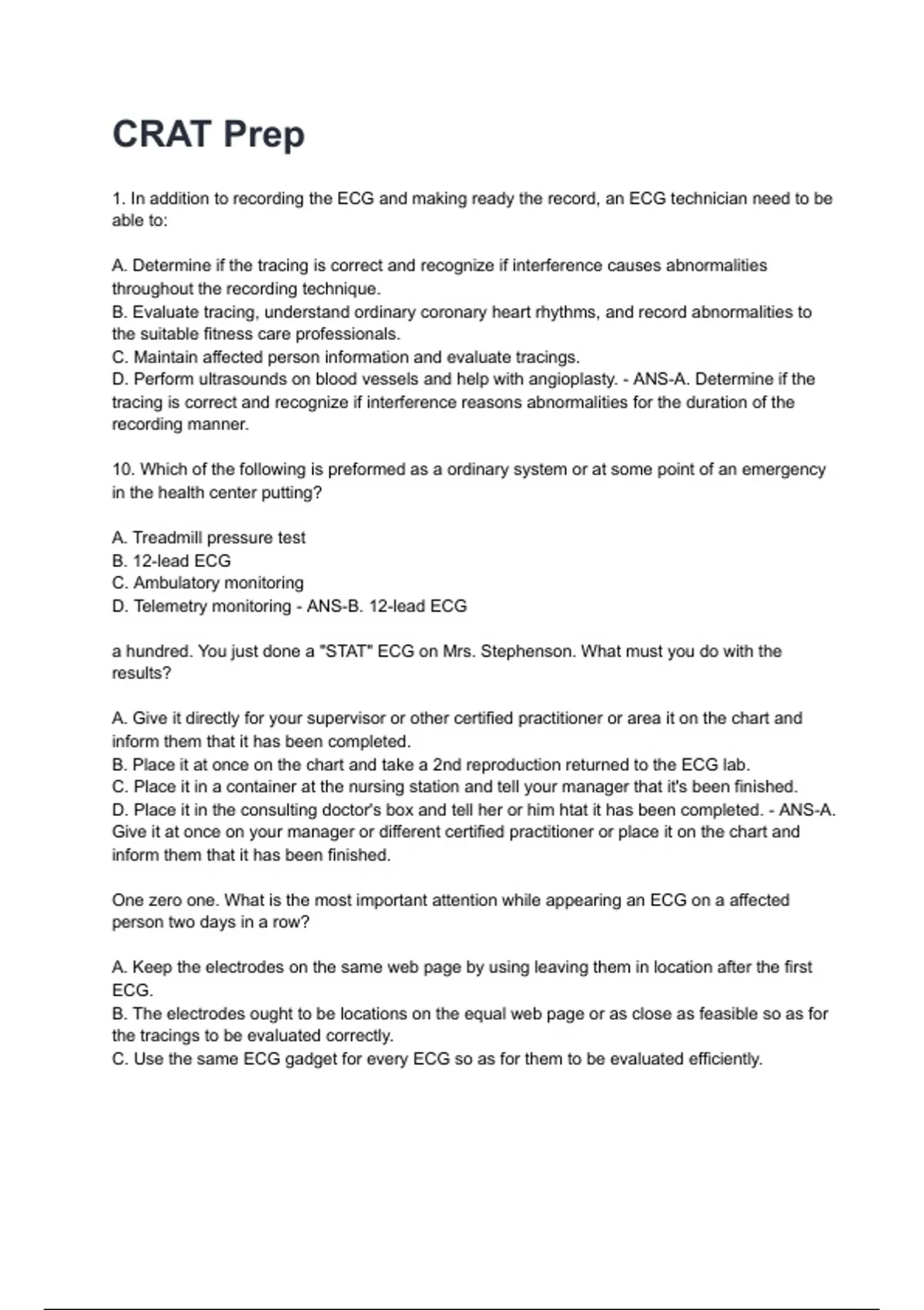 Crat Example CRAT Prep NEWEST 2026/2027 ACTUAL EXAM COMPLETE QUESTIONS AND CORRECT ...