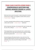 TEXAS CLASS D WATER LICENSE EXAM &vert; COMPREHENSIVE QUESTIONS AND VERIFIED ANSWERS GRADED A&plus; LATEST 2025&sol;2026 
