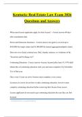Kentucky Real Estate Law Exam 2026 Questions and Answers