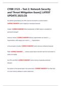 CYBR 3123 &ndash; Test 2&colon; Network Security and Threat Mitigation Exam&vert;&vert; LATEST UPDATE 2025&sol;26