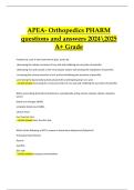 APEA- Orthopedics PHARM  questions and answers 20242025  A&plus; Grade 