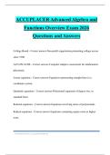 ACCUPLACER Advanced Algebra and Functions Overview Exam 2026 Questions and Answers
