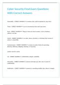 Cyber Security Final Exam Questions With Correct Answers